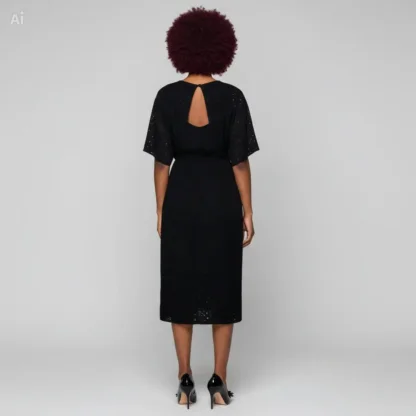 Nucleus Chloe dress in Black on Model Back View