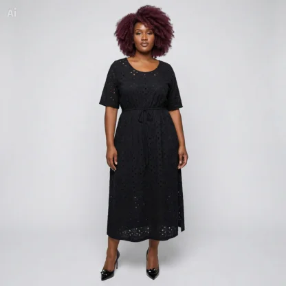 Nucleus Chloe dress in Black on Model Front View