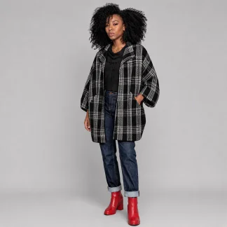 Monochrome Plaid Coat - The Kyoto Coat