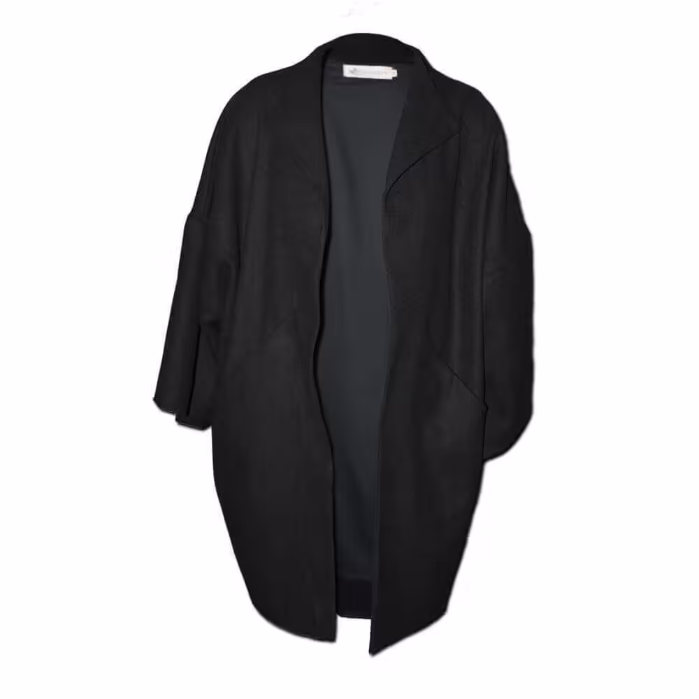 Black Oversized Coat - Kyoto Coat, Front View