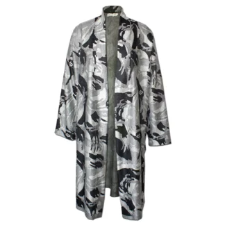 Otherway Jaquard Knit Coat in Monochrome, Front View