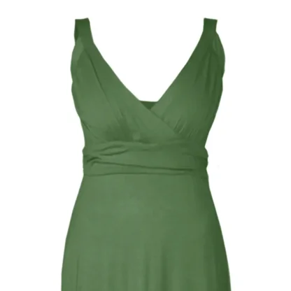 Olive Green Maxi Dress - Front Close up View