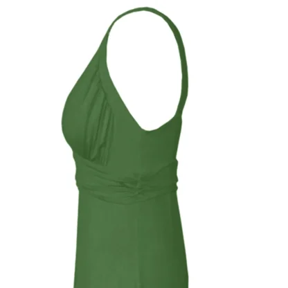 Olive Green Maxi Dress - Side Close up View