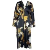 Japanese Inspired Dress, The Osaka in Black floral print, front back tied view