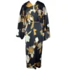 Japanese Inspired Dress, The Osaka in Black floral print, front back view