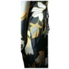 Japanese Inspired Dress, The Osaka in Black floral print, side close up view