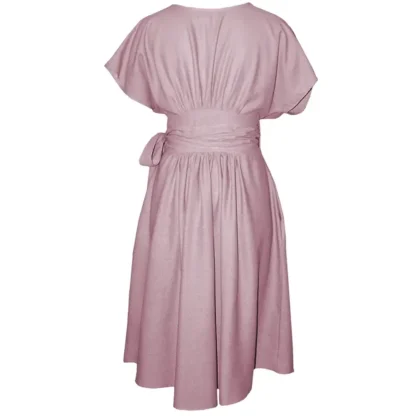 Dusty pink Linen Wrap Dress - Suki Dress - Back view