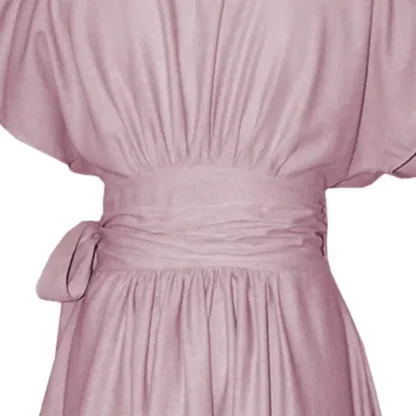 Dusty pink Linen Wrap Dress - Suki Dress - Back close up view