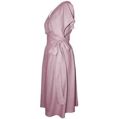Dusty pink Linen Wrap Dress - Suki Dress - side view