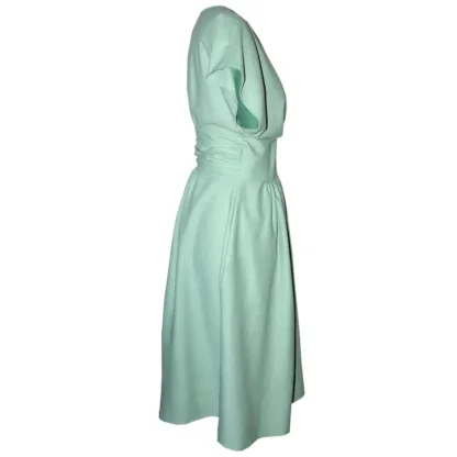 Suki Linen Wrap Dress in Sage - Side View