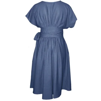 Airforce Blue Midi Suki Wrap Dress - Back View