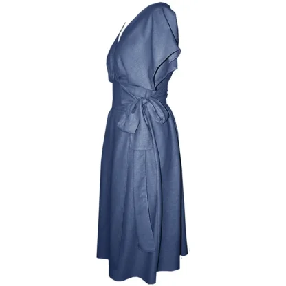 Airforce Blue Midi Suki Wrap Dress - Side View