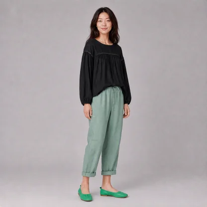 linen pull-up pants