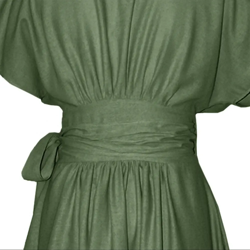 olive green dresses south africa Beverly Dress – Relaxed Oversized Frill Dress | Boho Olive Green Floral main image 0