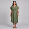 Olive Green Wrap dress - Suki
