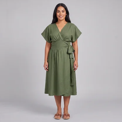 Olive Green Wrap dress - Suki