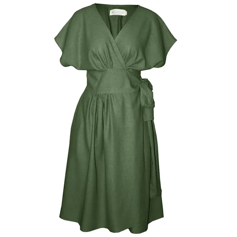 open lace back dress BABARONI One Shoulder Pleated Floor-Length Dress Olive Green, Olive Green / US0