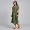 Suki Wrap Dress Fatigue Model Pic