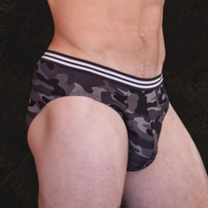 Men's Camo Briefs South Africa - Black Camo model view Side