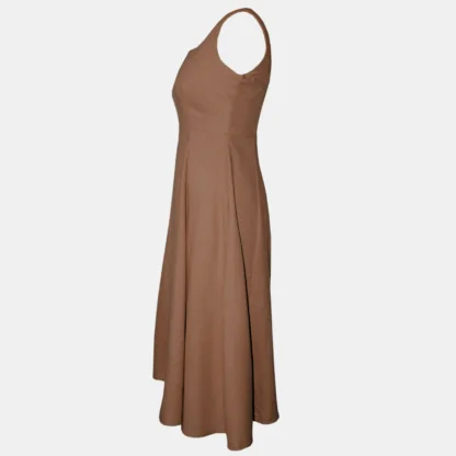 Occasion Midi Dress - The Heritage Dress - Side in Mocha