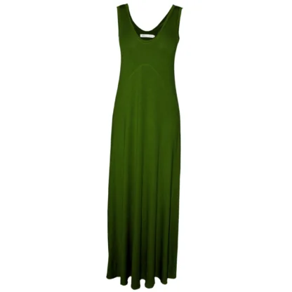 The Verve Maxi Dress Front View - Olive Green
