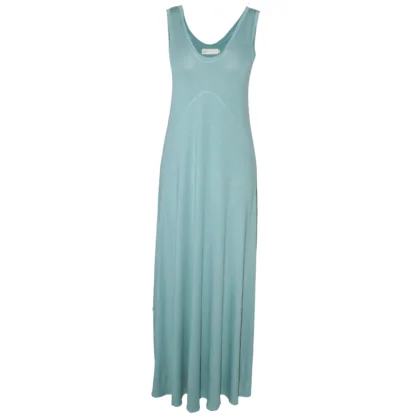 The Verve Viscose Lycra Maxi Dress Front View - Seafoam