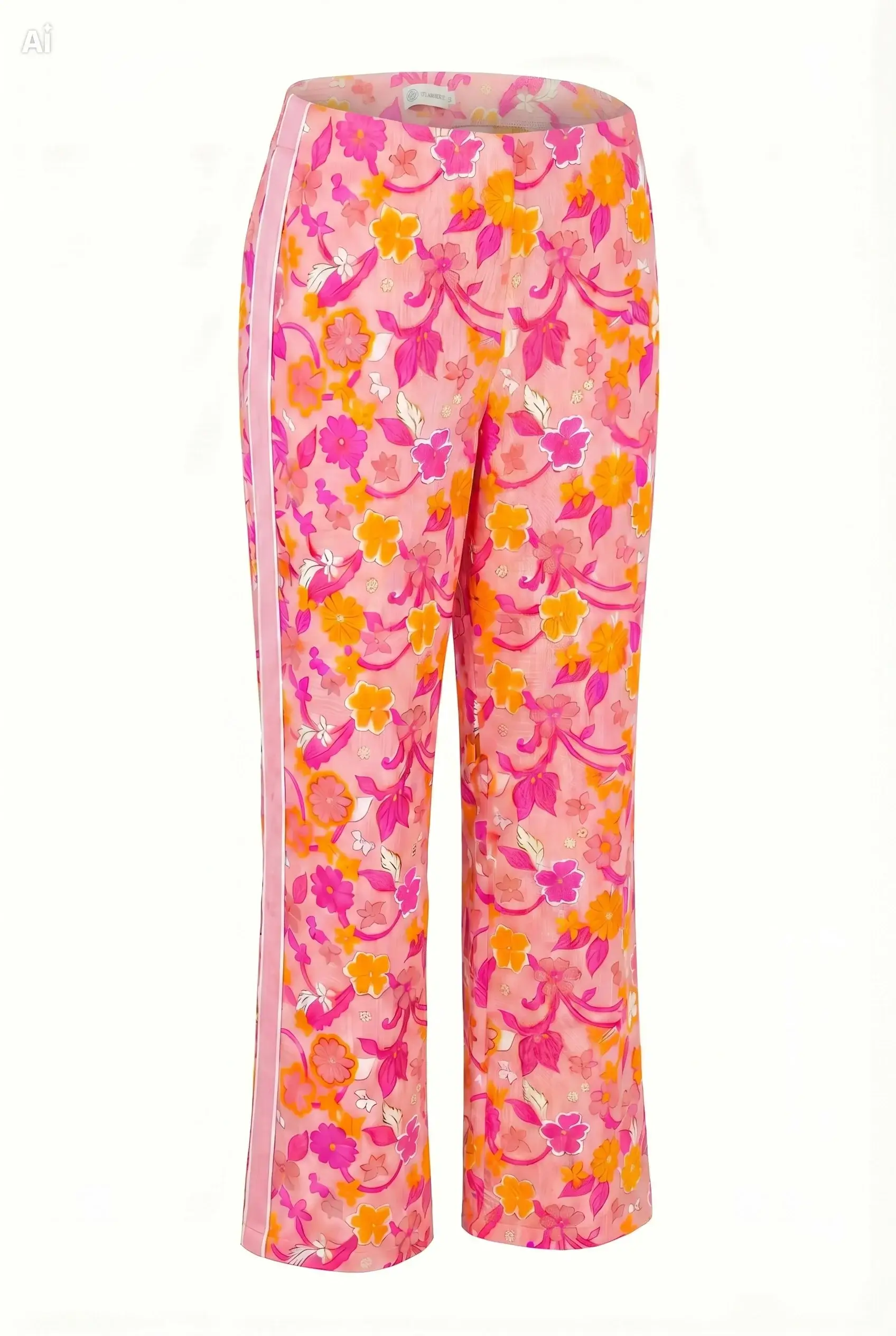 Floral wide-leg pants front side view