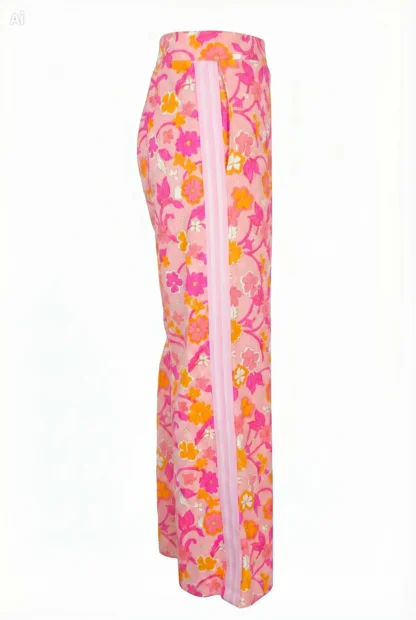 Floral wide-leg pants side view