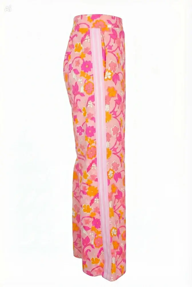 Floral wide-leg pants side view