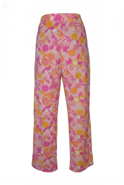 Floral wide-leg pants back view