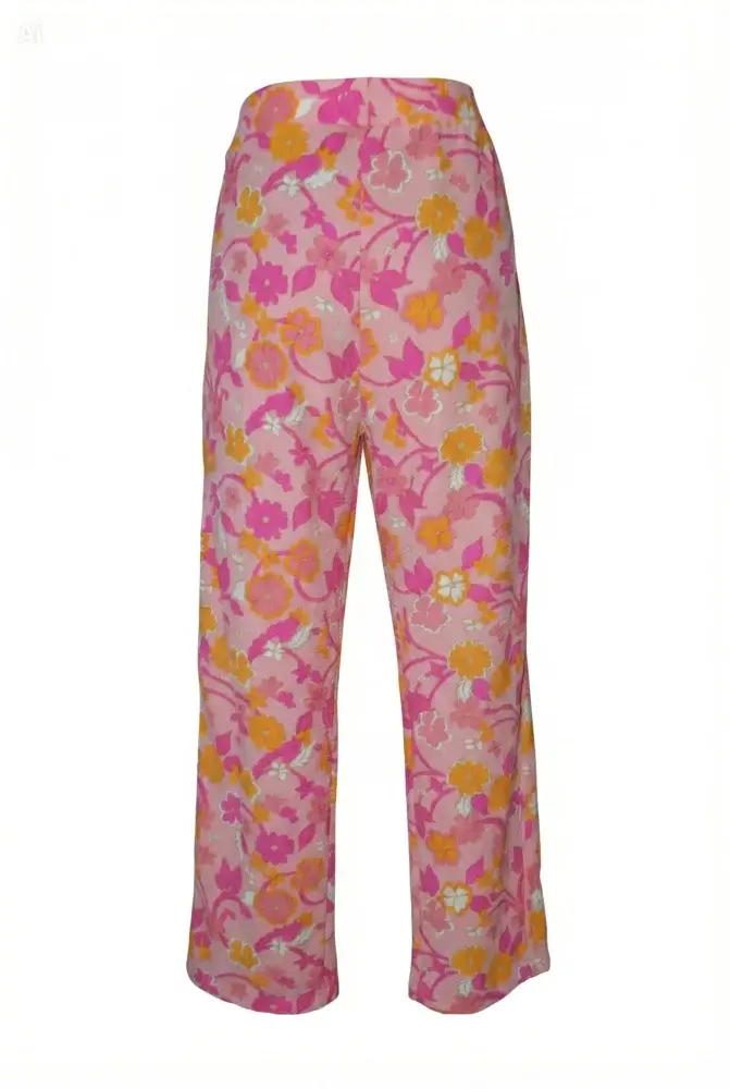 Floral wide-leg pants back view