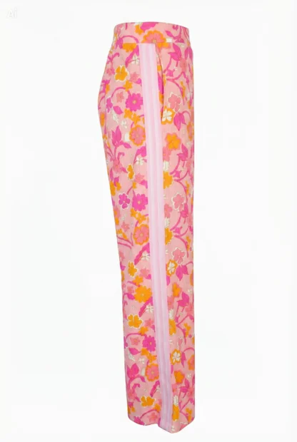 Floral wide-leg pants side view 2