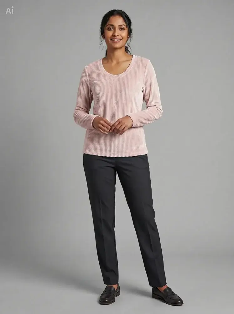 Nucleus Ribbed velour Long Sleeve - Blush