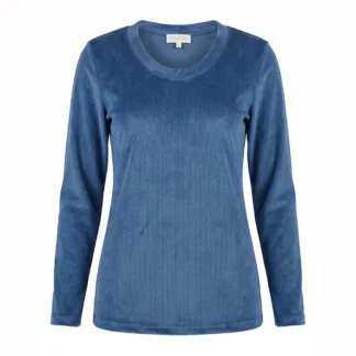 Ribbed velour Long Sleeve - Navy Front