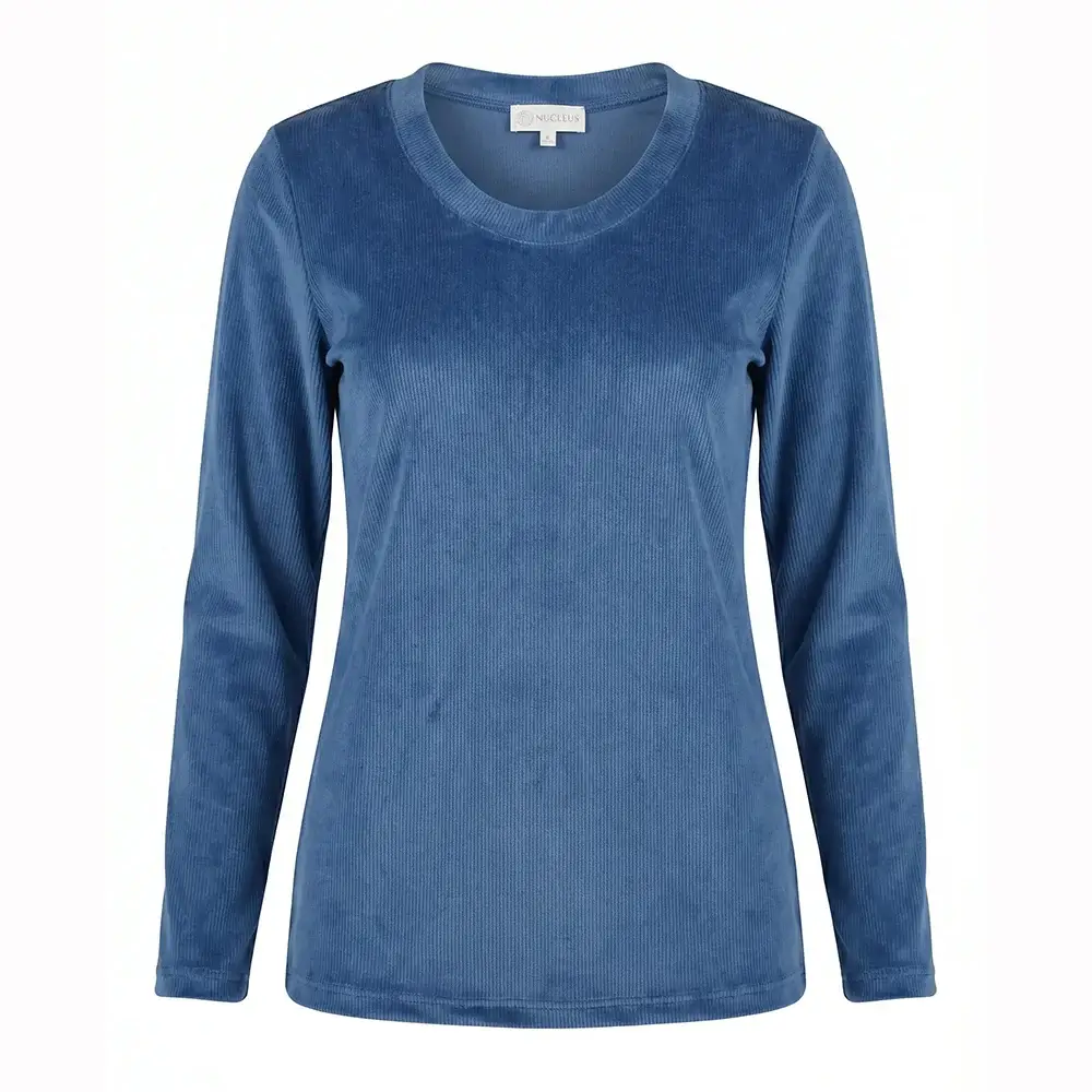 Ribbed velour Long Sleeve - Navy Front