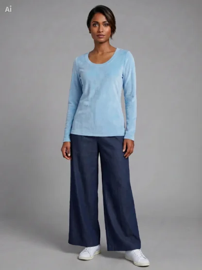 Nucleus Ribbed velour Long Sleeve - Powder Blue