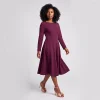 Fit and Flare Midi Dress in Scuba Crepe - The Brigitte Classic 6 Brigitte Dress Wine smaller model