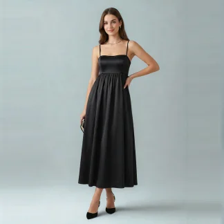 Empire waist satin dress