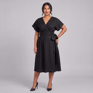 Black Midi Suki Wrap Dress