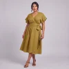 Mustard yellow wrap Dress - The Suki Linen wrap dress