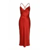 Nucleus Cowl Evening Dress Chili Satin Front Ghost